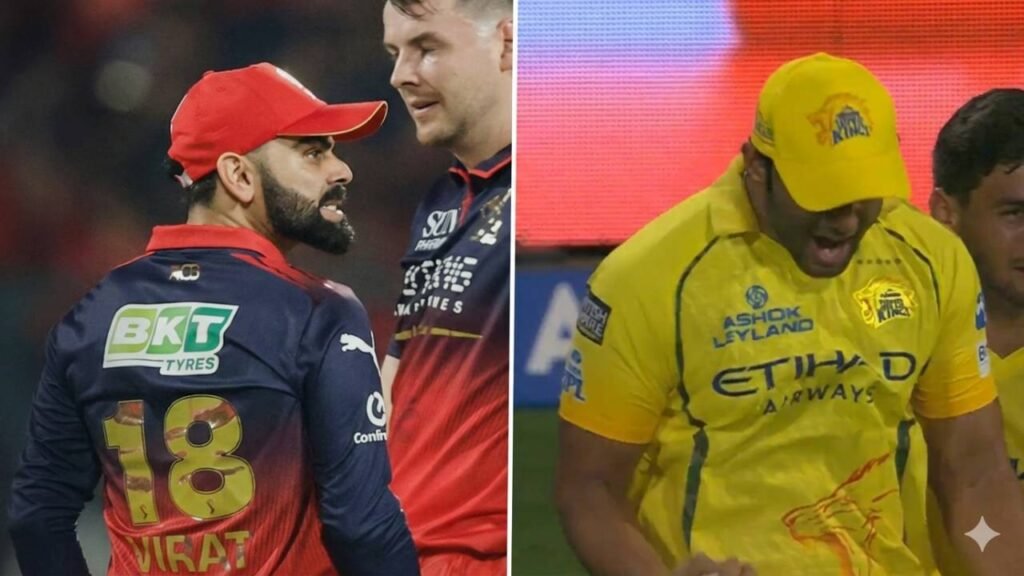 Virat Kohli Shivam Dube aggressive celebration IPL 2026 video RCB vs CSK