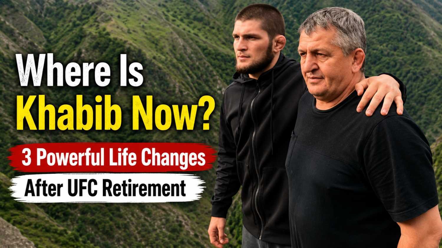 where is khabib now after UFC retirement standing with his father in Dagestan mountains