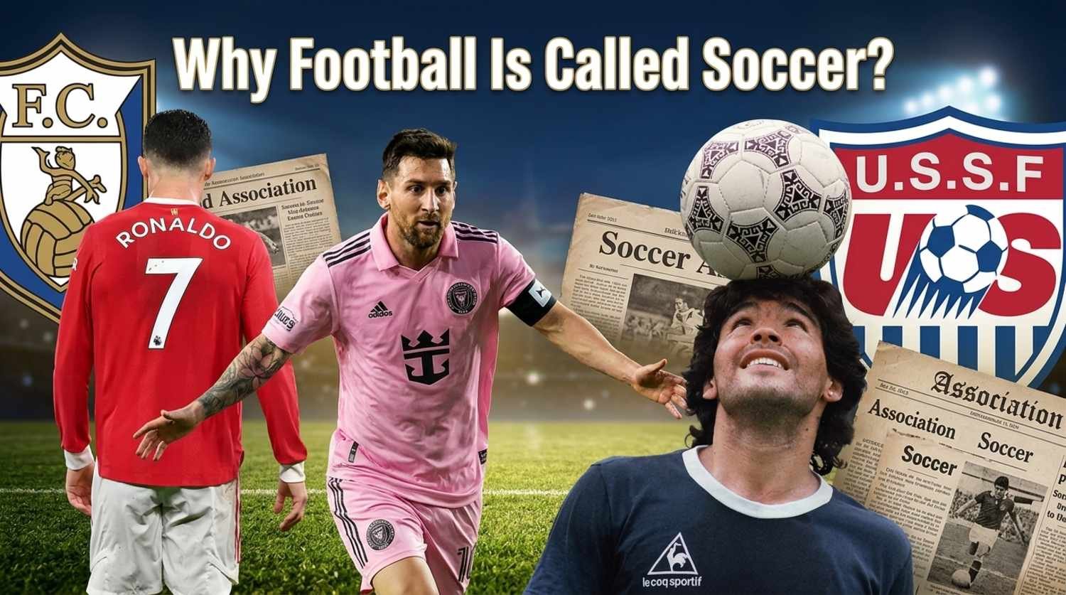 Why football is called soccer illustration showing association football vs rugby origin in England