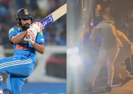 Rohit sharma slips from team bus after india vs west indies 1st odi, viral video