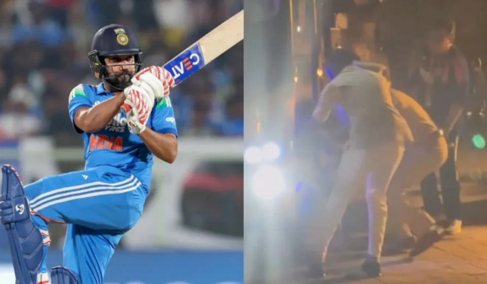 Rohit sharma slips from team bus after india vs west indies 1st odi, viral video