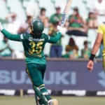 South africa beat australia by 67 runs: breetzke century, maharaj magic