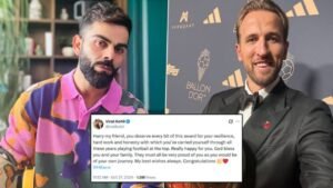 Virat Kohli congratulates Harry Kane after the Bayern Munich and England striker wins the 2026 Ballon d’Or.