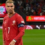 Cristiano Ronaldo in Portugal's national team kit amid the Portuguese Football Federation's provisional suspension following his national team walkout.