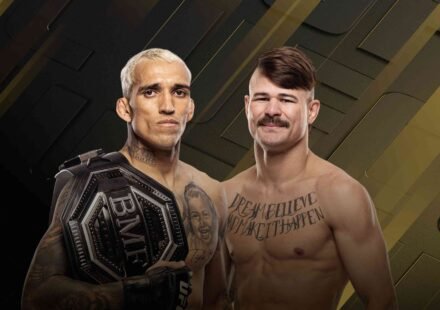 UFC 335 fight card featuring Charles Oliveira vs Diego Lopes and Alex Pereira vs Sergei Pavlovich.