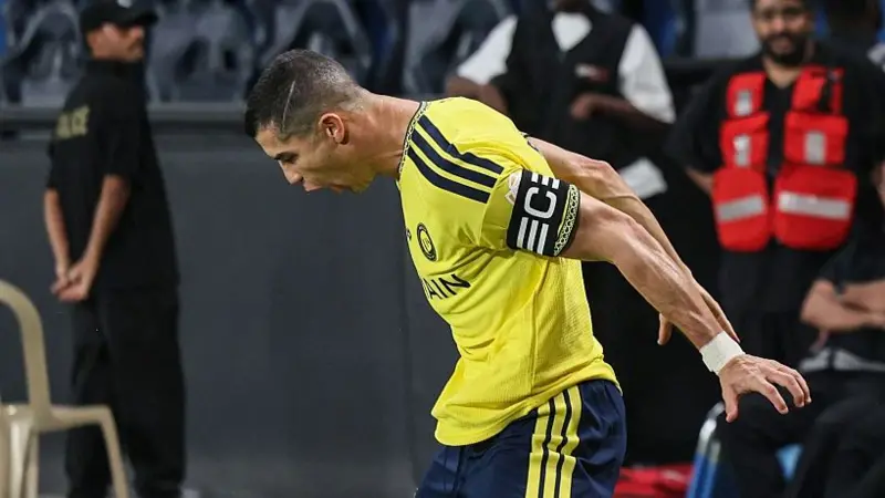 Cristiano Ronaldo celebrates scoring his 980th career goal for Al-Nassr against Al-Diriyah in the Saudi Pro League in October 2026.