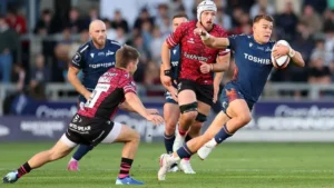 Joe Carpenter in action for Sale Sharks as he targets an England rugby recall ahead of the Premiership clash against Harlequins