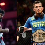 Arman Tsarukyan and Anthony Pettis ahead of their RAF 15 middleweight crossover title wrestling match on November 28, 2026.