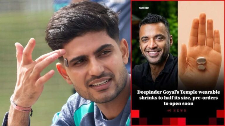 Shubman Gill reportedly tests Deepinder Goyal’s Temple wearable during a training session in Auckland.