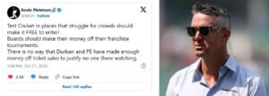 Kevin Pietersen calls for free Test cricket tickets amid empty stands during the South Africa vs Australia Test series