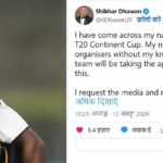 Shikhar Dhawan threatens legal action over alleged unauthorised use of his name in the World T20 Continent Cup 2026.