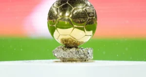 Ballon d'Or 2026 trophy with Harry Kane, Kylian Mbappe and Lamine Yamal among the leading nominees