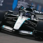 George Russell leads Charles Leclerc and Lando Norris during Singapore Grand Prix practice 2026