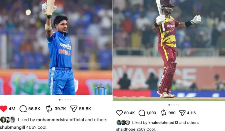 Shubman Gill and Shai Hope viral Instagram posts after India vs West Indies cricket matches