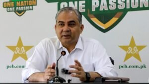 Mohsin Naqvi and Pakistan cricket players amid the reported $25,000 PCB NOC fee controversy ahead of Nepal Premier League 2026